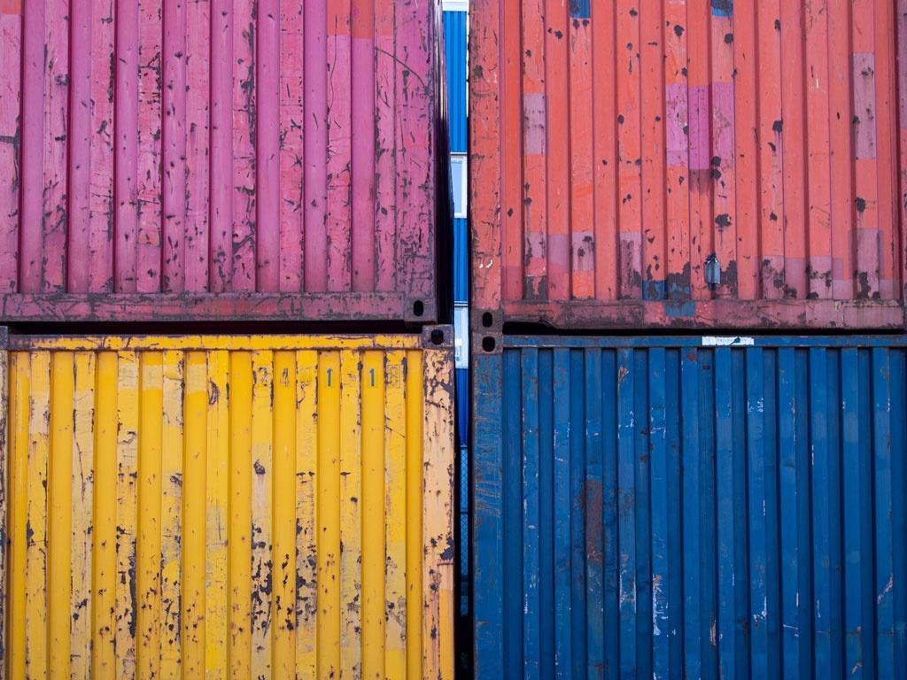 corten steel containers close up